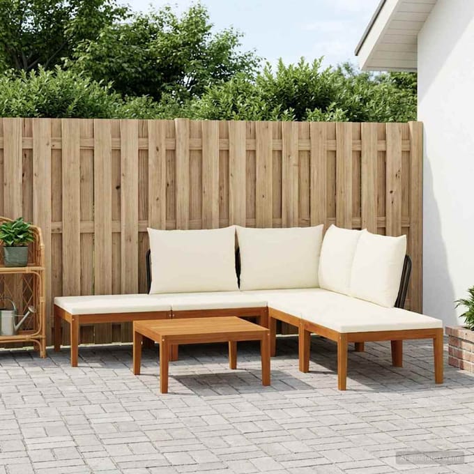 vidaXL - 6 - st - Massief - acaciahout - & - touw - Naturel