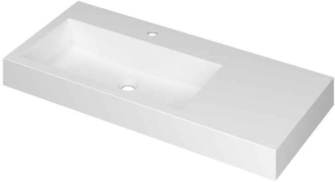 INK Momento Wastafel Polystone Wasbak Links met 1 Kraangat - 1000x450x90 mm - Mat Wit
