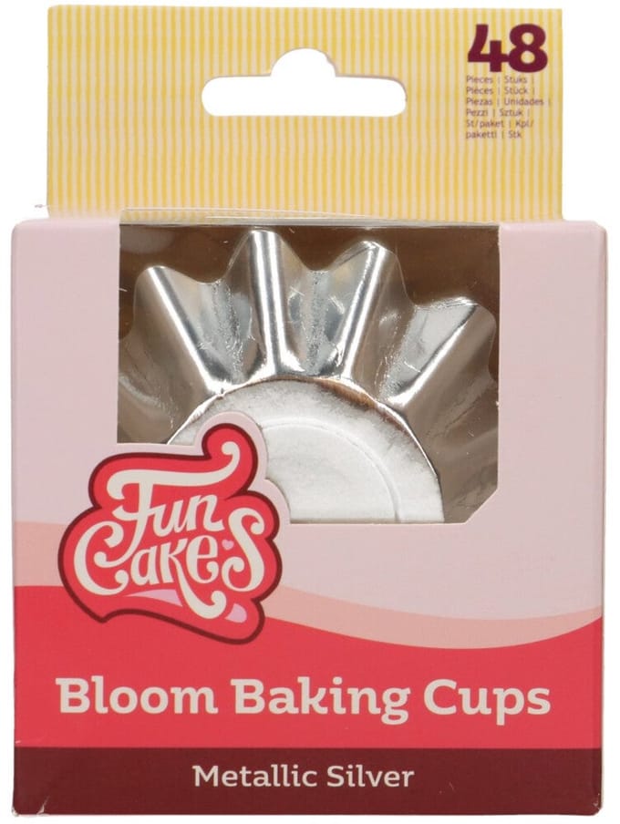 FunCakes Bloom Baking Cups - Duurzaam Gecoat Karton - Metallic Zilver - pk/48