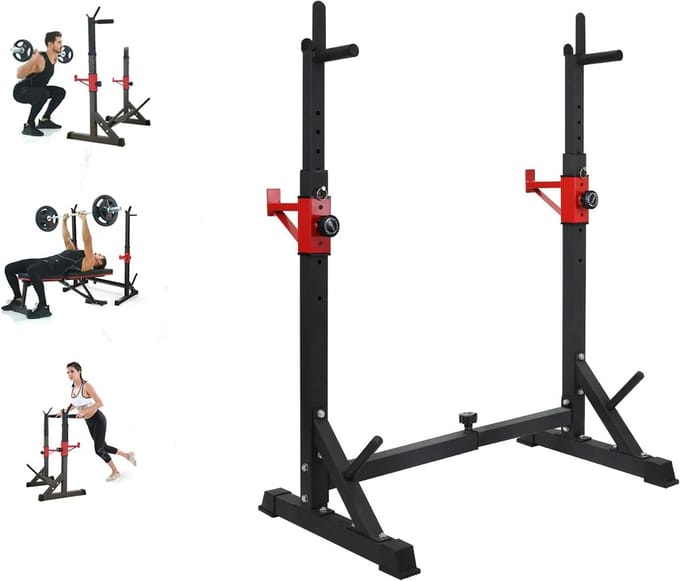 Verstelbaar Squat Rack en Dip Station met Halterrek - Max. Belasting 550 kg