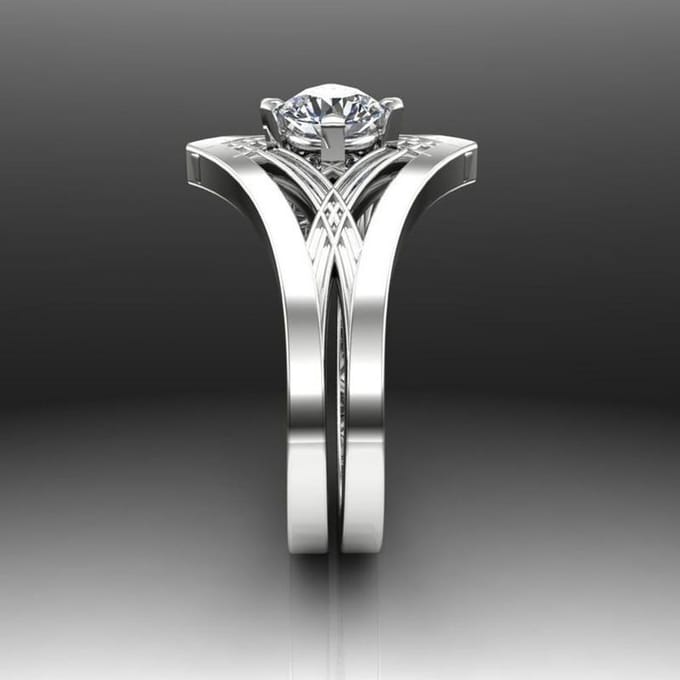 1 Diamant Trillion Geslepen Verlovingsring Elegante Feestelijke Echte Massieve 14k Witgoud 9