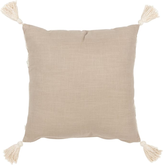 J-Line kussen Bloemen/Bladeren - katoen - taupe/beige