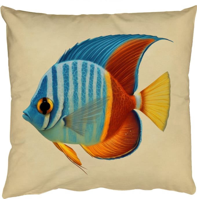 Sierkussens - Kussentjes Woonkamer - 40x40 cm - Vis - Vinnen - Blauw - Ogen