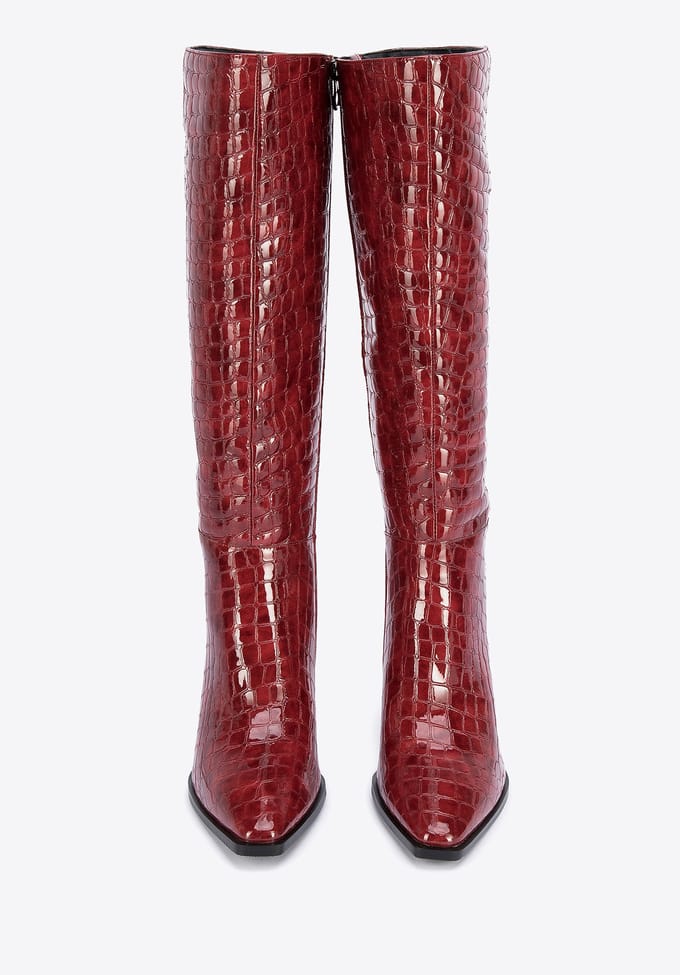Wittchen Dames lakleren croco hoge hak laarzen, bordeauxrood, natuurlijk leer