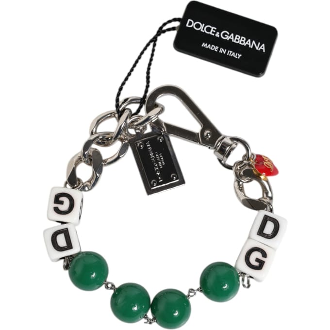 Zilverkleurige Messing Kralen Dobbelsteen Logo Versier Charm Armband
