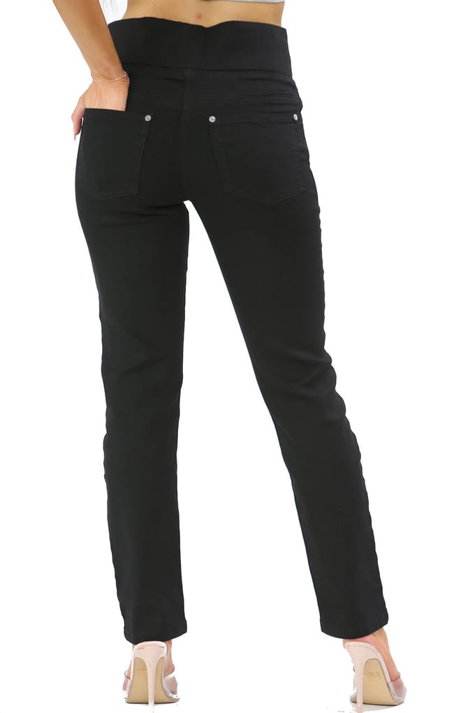 Damesjeans met elastische taille voor buikcontrole in zwart