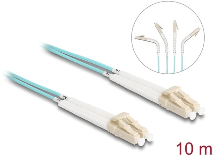 Delock Optical Fiber Cable LC Duplex to LC Duplex Multi-mode OM3 angled 10 m