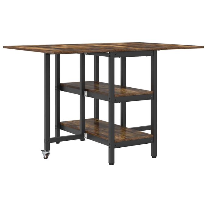 vidaXL - Eettafel - 122 - x - 80 - x - 76,5 - cm - Bewerkt - hout - Gerookt - eiken