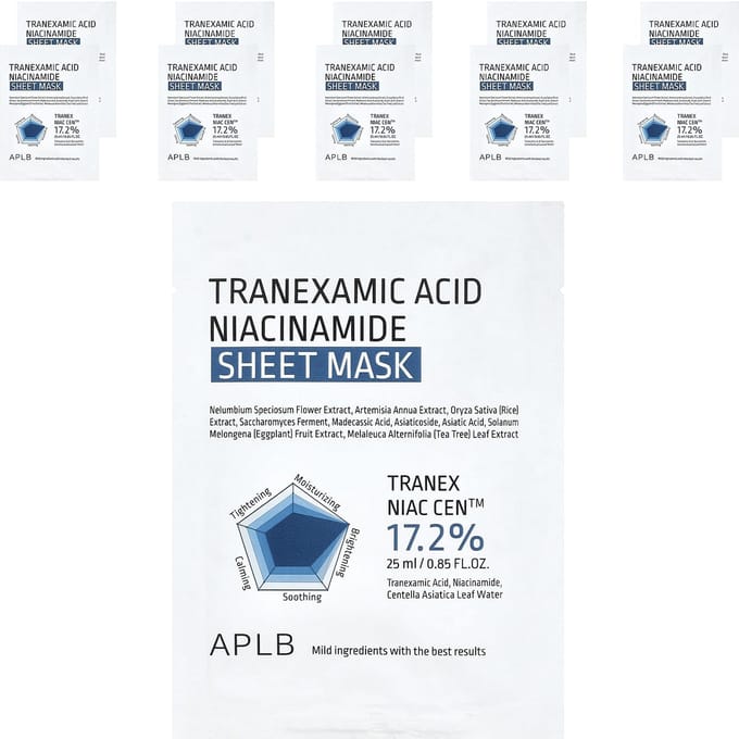APLB Ensemble Masque en Tissu Acide Tranexamique Niacinamide: 10PCS #25ml 20PCS
