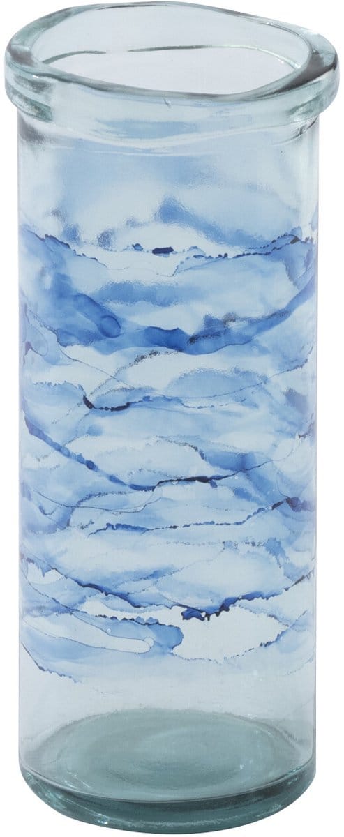 J-Line windlicht Cilinder Golf - glas - blauw