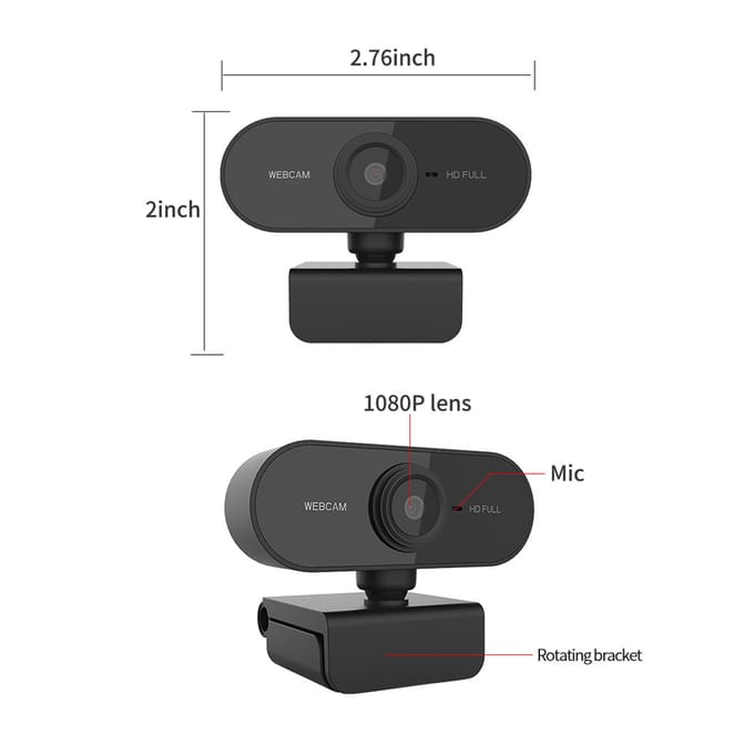 USB 1080P-webcamera met microfoon Desktop Laptop Webcam voor live streaming Opname Videogesprek 1080P zwart