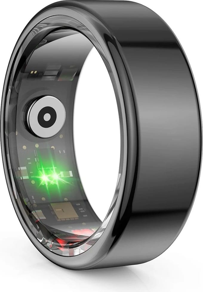PrijsPunt R06 Smart Ring Heren & Dames – Smartring met Hartslag- en Bloedzuurstofmonitor, IP68/5ATM Waterdicht, Multisportmodus Ringmaat 62
