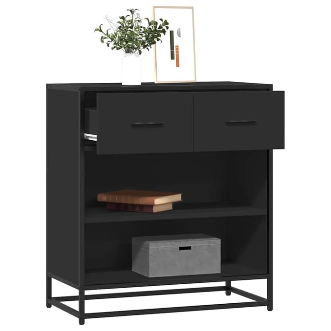 vidaXL - Dressoir - 68x35x76 - cm - bewerkt - hout - zwart