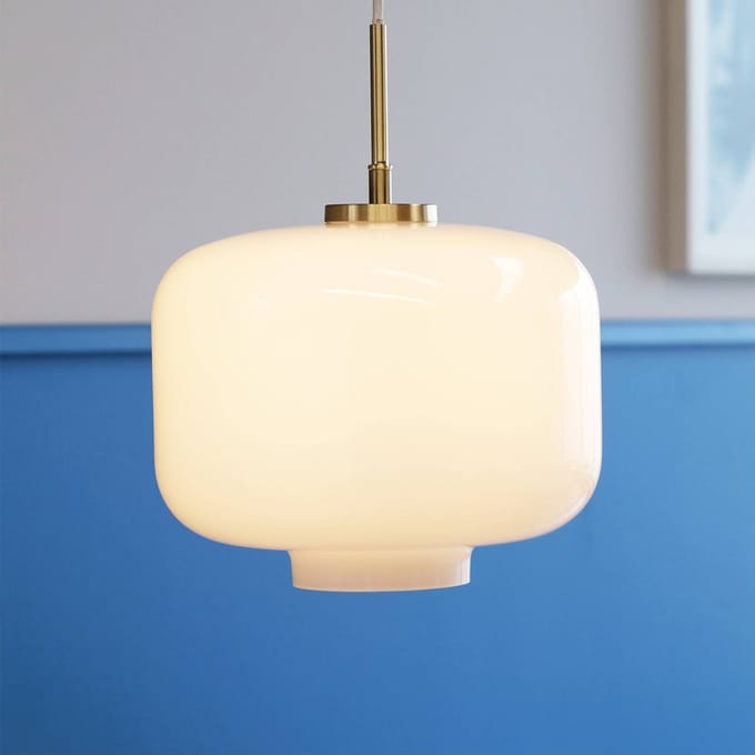 Dyberg Larsen hanglamp Arp, messingkleurig, glas, Ø 30 cm