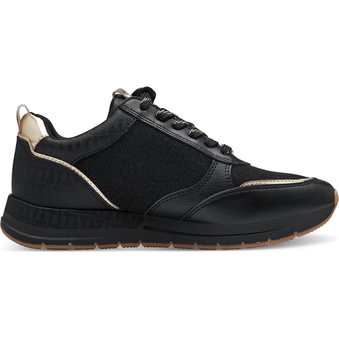 Tamaris Dames Zwart Goud Mode Veterschoenen met Rits