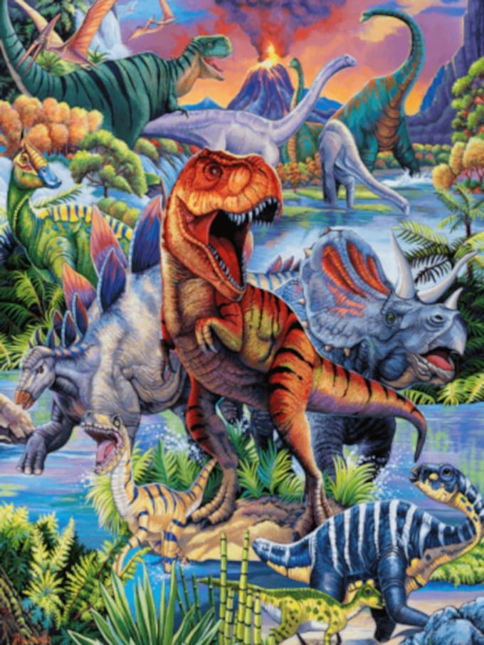 Diamond painting dinosaurussen 30x40cm ronde steentjes
