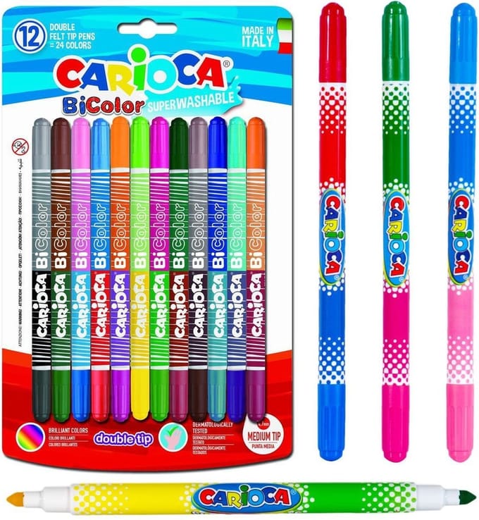 Carioca - BiColor Viltstiften - 12 Stiften = 24 Kleuren