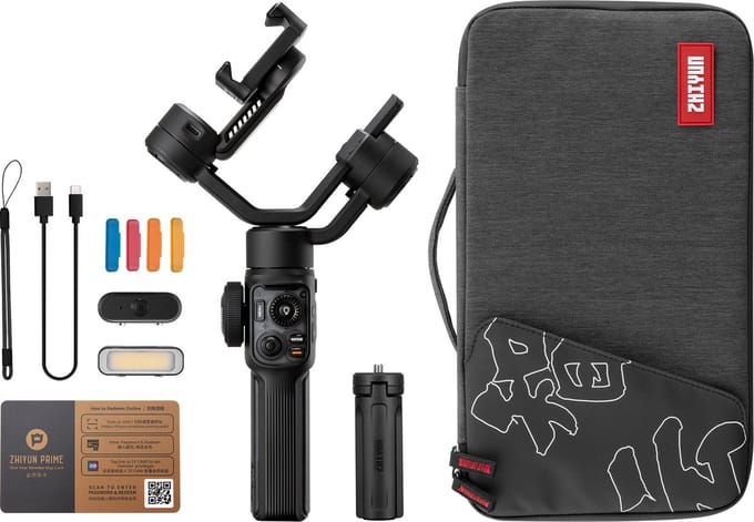 Zhiyun Smooth 5S AI - Gimbal - 3 assig - Pro set - AI Tracker, Lichtbox & Tas