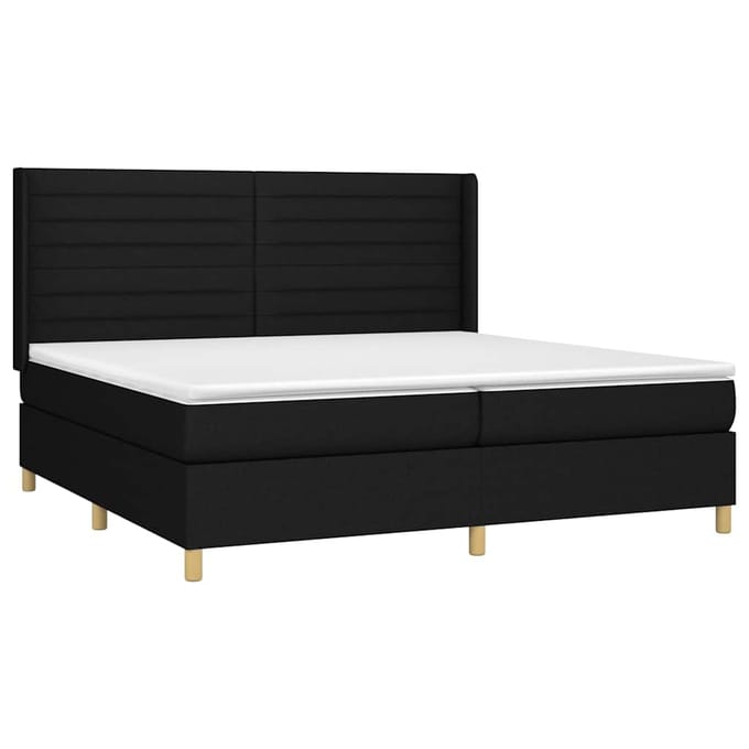 vidaXL - Boxspring - met - matras - stof - zwart - 200x200 - cm