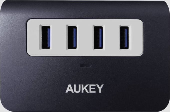 Aukey CB-H5 USB 3.2 Gen 1-, USB 2.0-combi-hub 4 poorten Grijs-wit