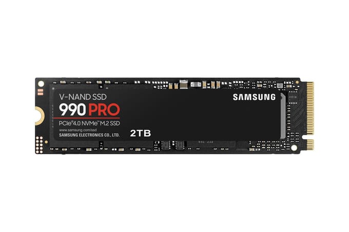 Samsung | 990 PRO | 2000 Go | Facteur de forme SSD M.2 2280 | Interface SSD PCIe Gen4x4 | Vitesse de lecture 7450 Mo/s | Vitesse d'écriture 6900 Mo/s