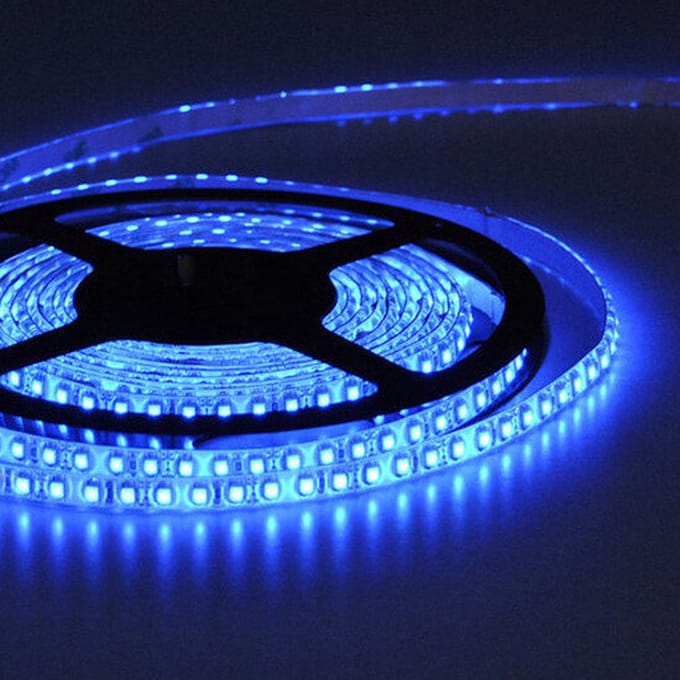 LED Strip 3528 120 leds/mtr IP20 Blue 9.6W 12V PCB 8mm