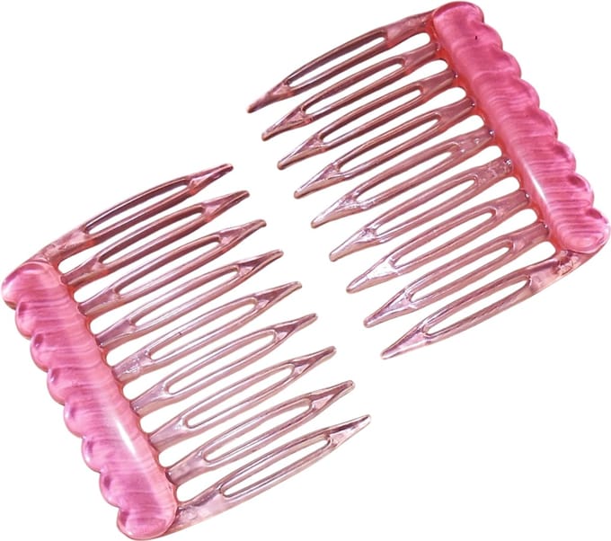 Haarkam-Zijkam transparant fel roze mini