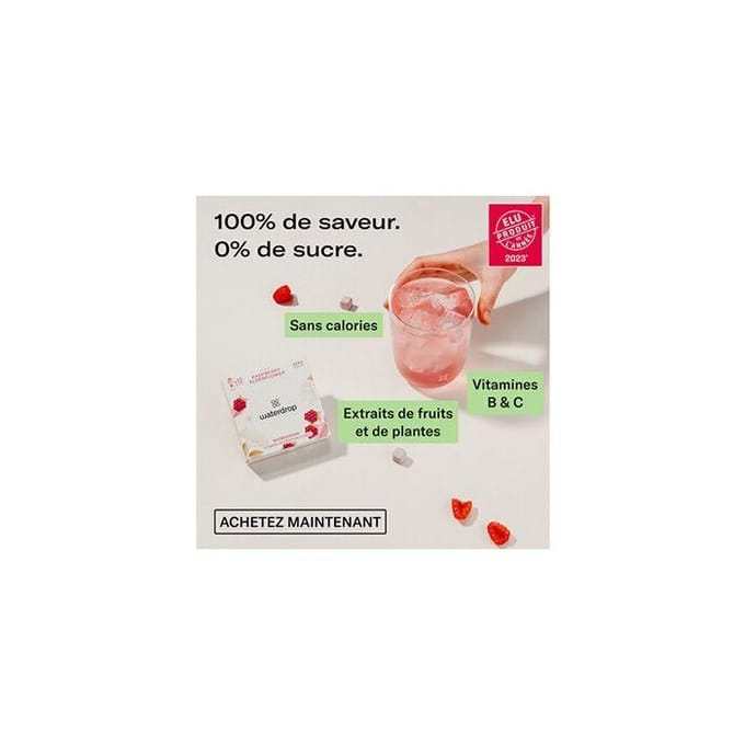 Waterdrop Microdrink Flair en Hydratatie Frambozensmaak 12 Blokjes Voor Water