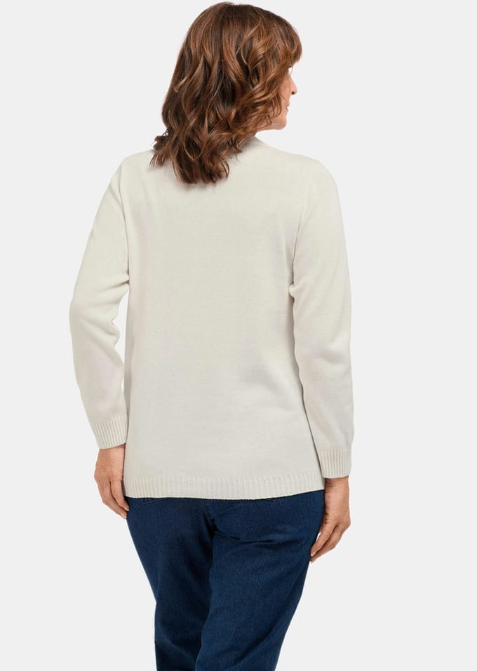 Pullover met opstaande kraag - gebroken wit - Gr. 54 van Goldner Fashion