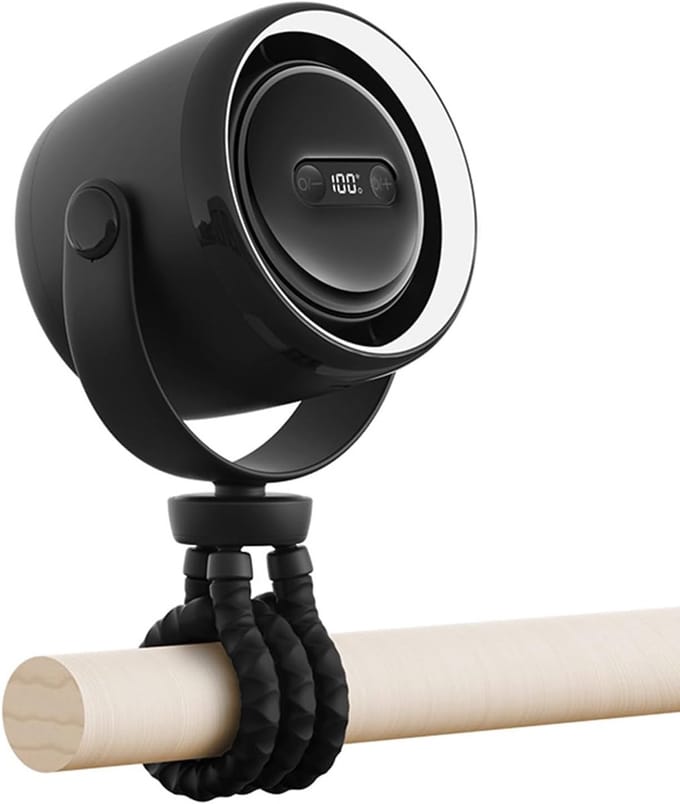 VHV - Kinderwagen Ventilator - Clip-on ventilator met flexibele tripod - 100 standen en nachtlamp - Voor buggy en camping