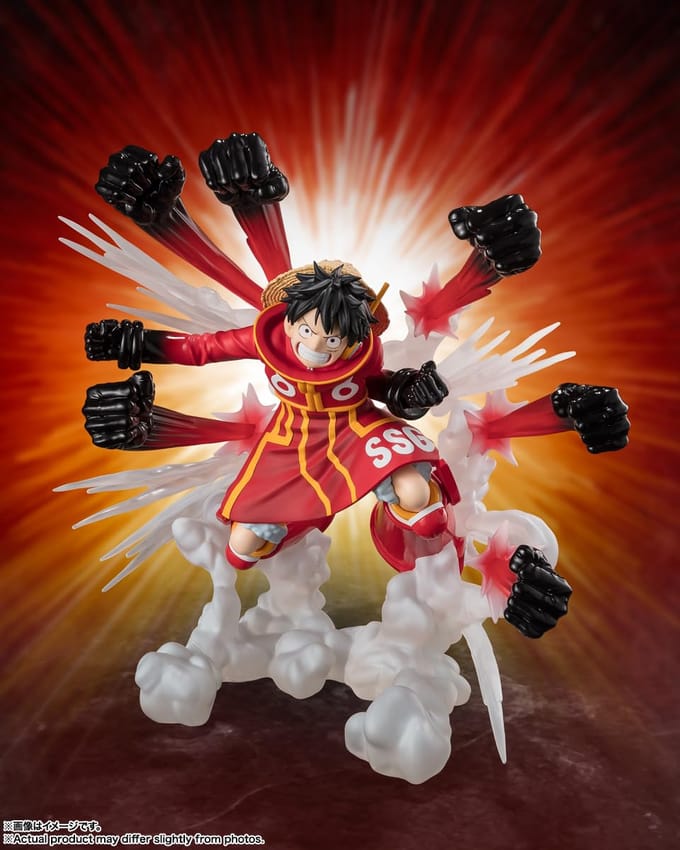 Bandai Tamashii Nations One Piece Figuarts ZERO Extra Battle PVC Statue Monkey D. Luffy -Gum Gum Hawk Gatling- 19 cm Beeld