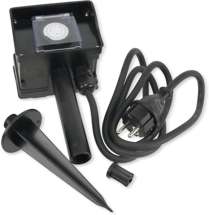 Tuincontactdoos 2-Voudig - Buitenstekker - Automatisch Sproeien - Geïntegreerde Timer - Zwart