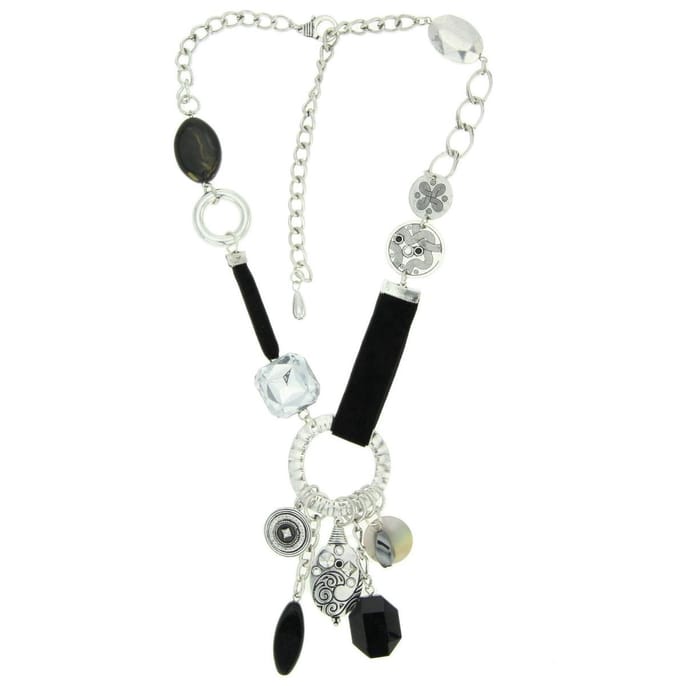 Behave Zilverkleurige ketting met velours