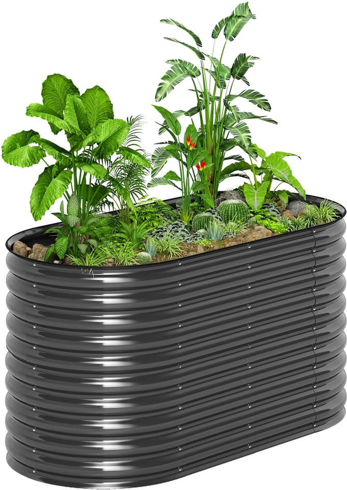 Outsunny verhoogde plantenbak - open vloer - donkergrijs