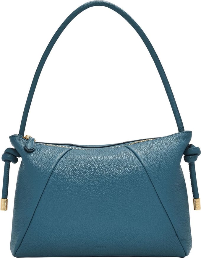 FOSSIL Leren Schoudertas Willa Leather Shoulder Bag Drizzle Blauw