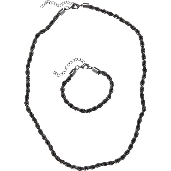 Urban Classics - Charon Intertwine Ketting en armband set - Zwart