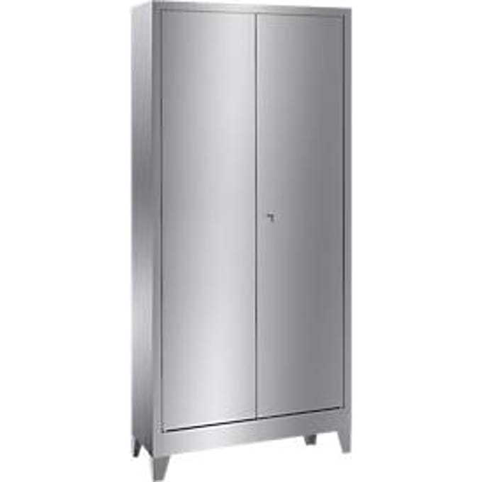 Rvs vitrinekast, 2-deurs, met 4 poten, B 1000 x D 400 x H 2000 mm