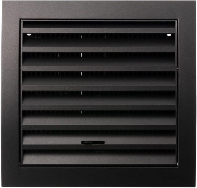 Ventilatierooster Rond Zwart 100 mm met Schuifregelaar en Flens