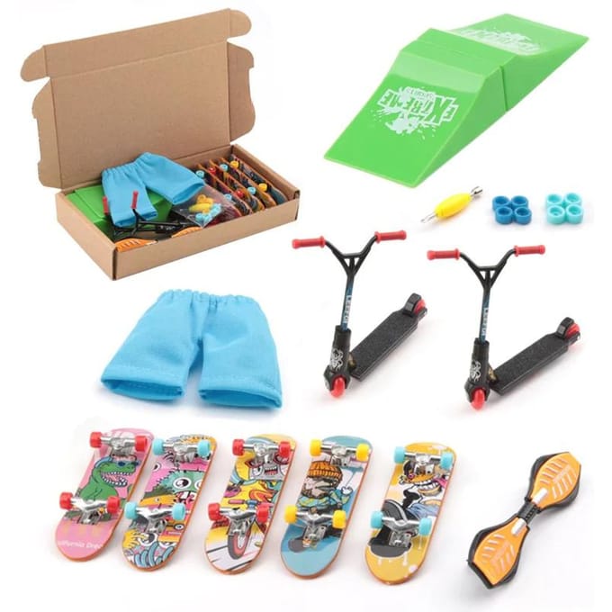 Mini Set de Skateboard Scooter pour Doigts Jouet Interactif pour Doigts Activité Originale pour Enfants Jeu Amusant blue