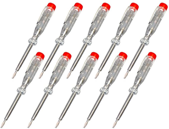 Fasemeter 10 Stuks - Spanningstester - Elektra Controleren - Compact Ontwerp - 60mm Blad - Grijs