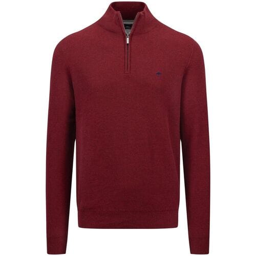 Fynch-Hatton Trui Troyer Zip Uni Color Structure Ruby Red / male