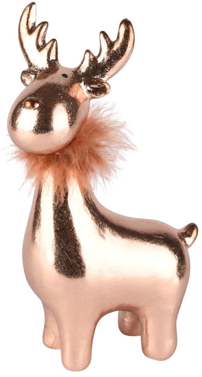 Dekoratief | Rendier staand m/fluffy kraag, brons, TC, 13x8x22cm | A255408