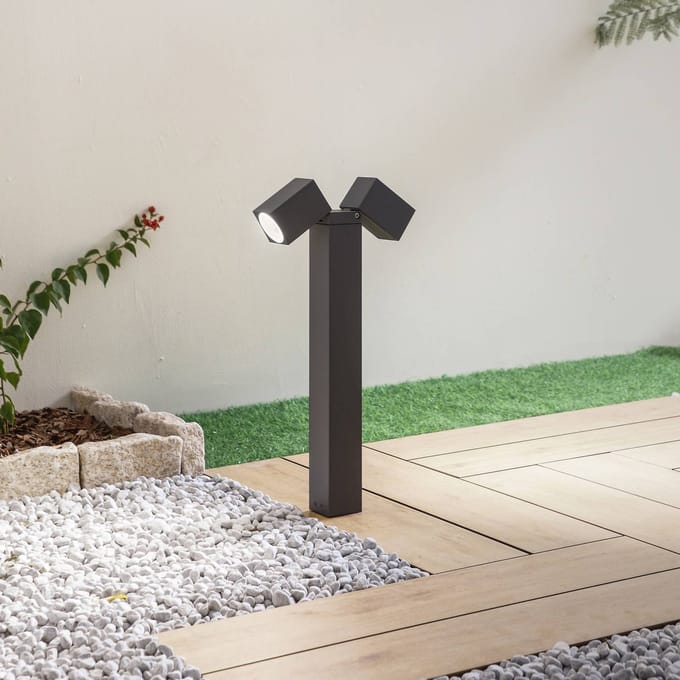 Lindby - Sokkellamp - 2lichts - Aluminium - H: 50 cm - GU10 - antraciet