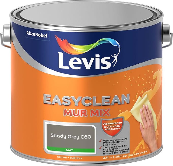 Levis - Easyclean Mur Mat Mix - Shady Grey C60 - Mengverf - 2,5 L