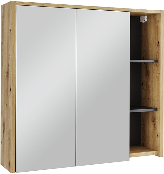 Vicco Viola Badkamerspiegelkast – 80 x 75 cm met open vakken Artisanaal/grijs