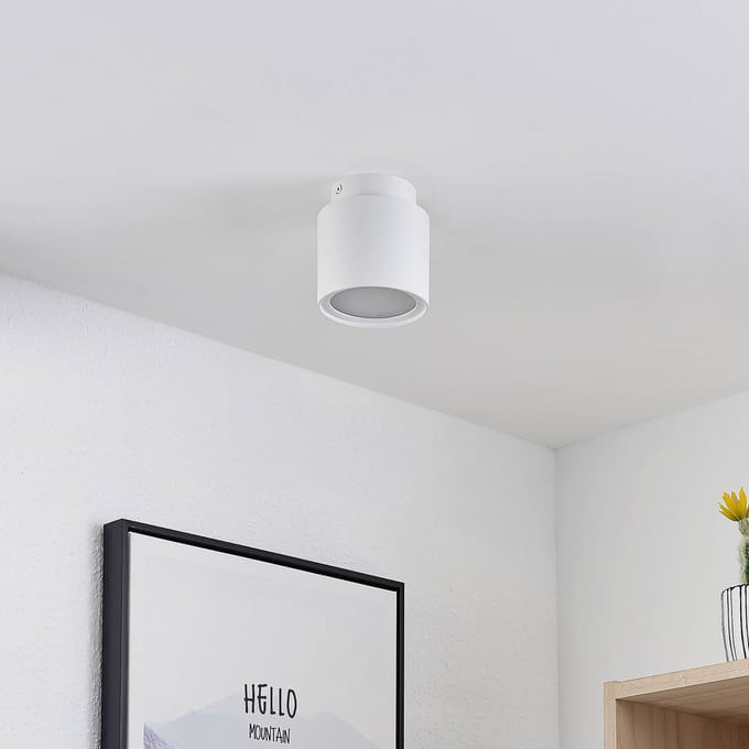 Arcchio plafondlamp Walisa, Ø 10 cm, wit, diffuser, GU10