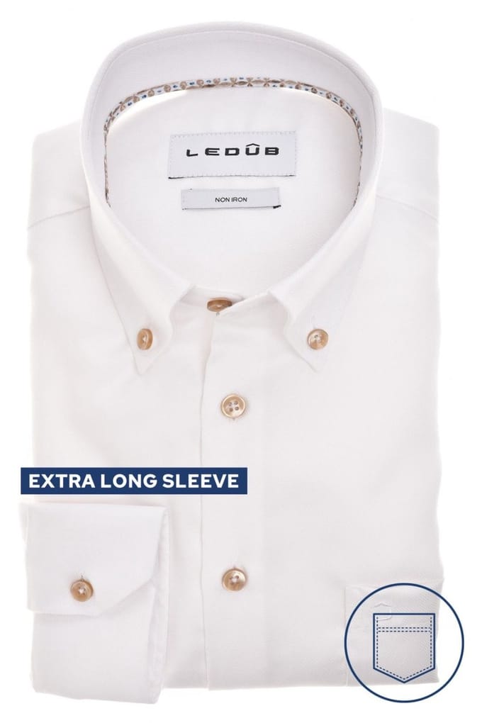 Ledûb modern fit wit mouwlengte 7