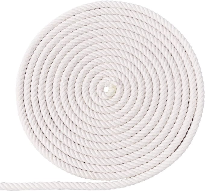 Natuurlijk Katoenen Touw 8mm - 20 Meter Gektoerd voor Macramé en Knutselen