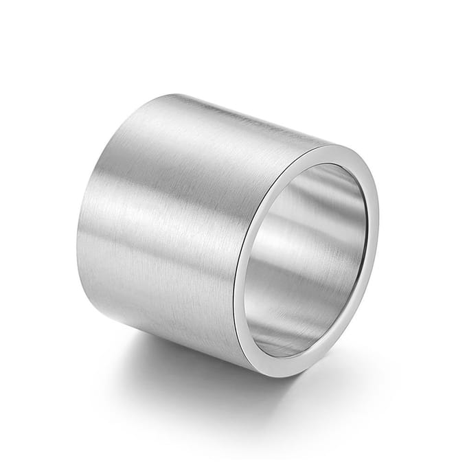 Europees en Amerikaans Stijl Titanium Staal Geborsteld Grote Lichte Plaat Ring 11# white