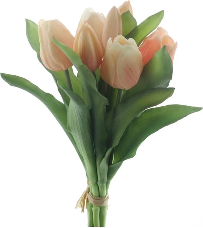 Real touch tulpen - Bos van 7 stuks - Pastel roze - 31 cm